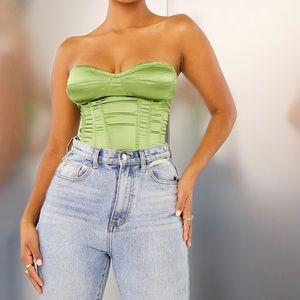 Olive satin corset size 6 PLT
